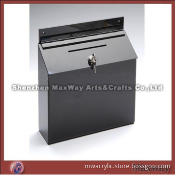 Black Wall Mounted Acrylic/Plexiglass Suggestion Box for Office